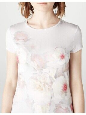TED BAKER LONDON TAMRAA Cap Sleeve Chelsea Fitted Tee In Light Grey-Size 1|US 4